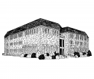 Pen and ink drawing of McCabe library.